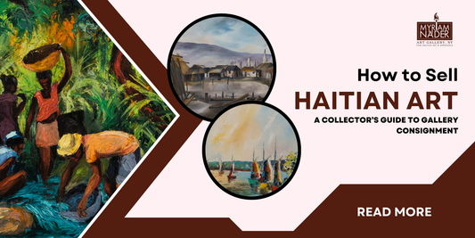 Haitian painting prepared for sale through professional gallery consignment process