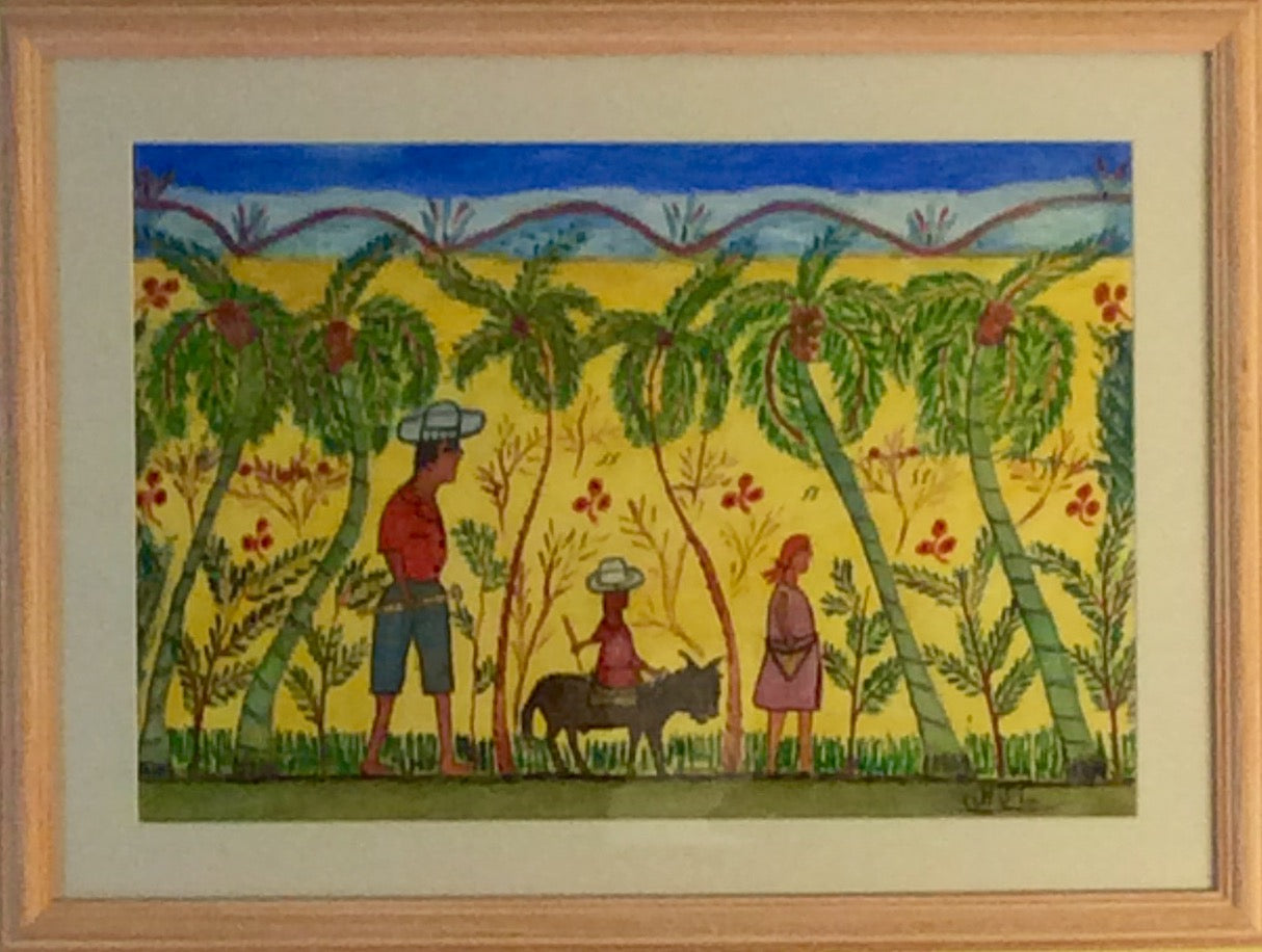 Joseph-Jean Laurent Haitian painting naive style rare composition