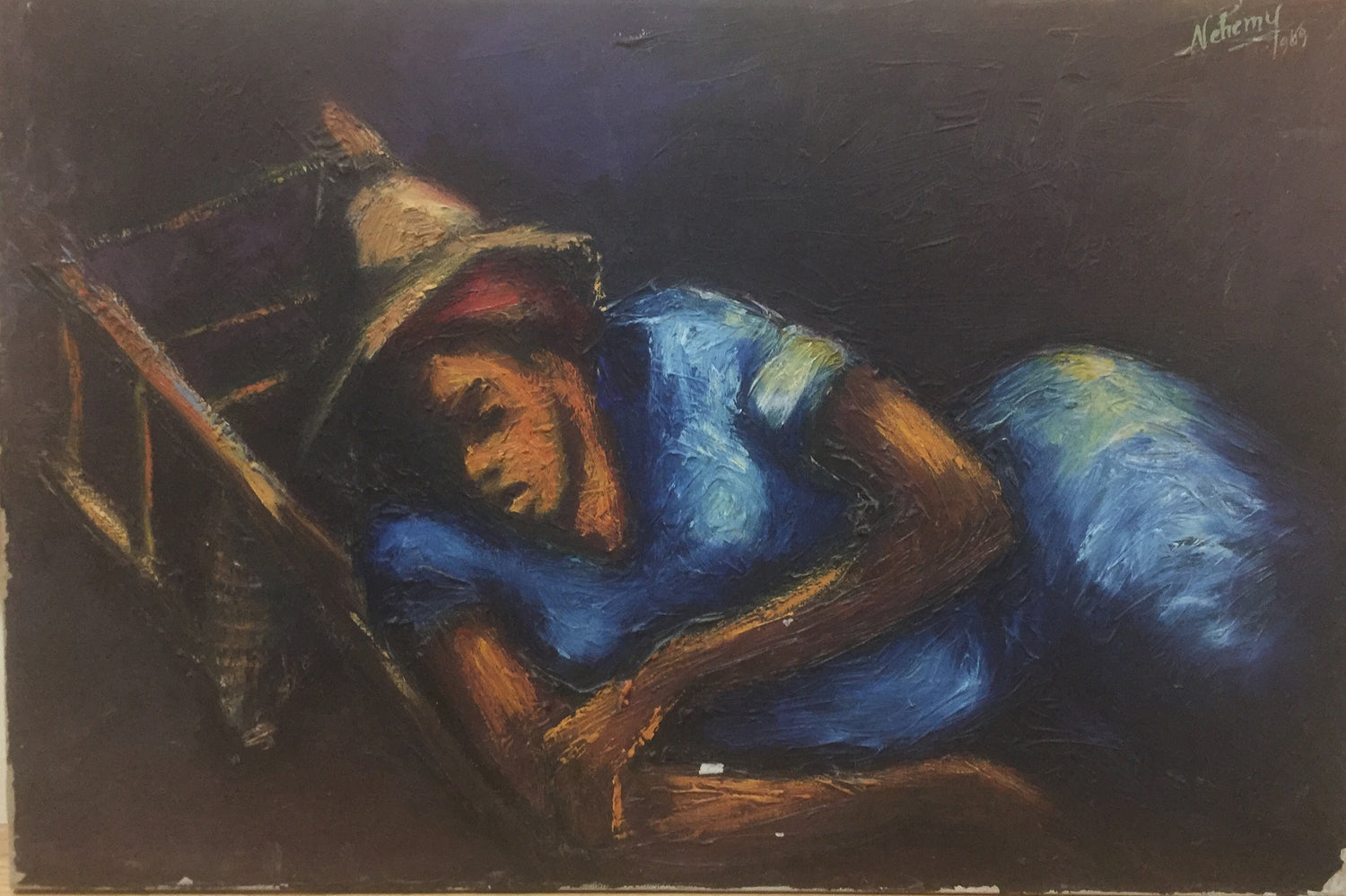 Nehemy Jean Haitian painting modern composition refined technique oil on canvas