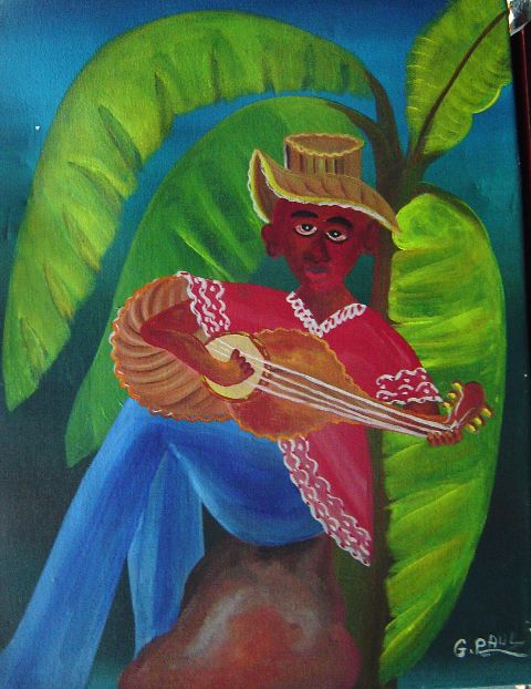 Gerard Paul Haitian painting Vodou scene expressive composition