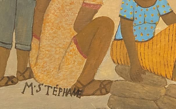 Micius Stephane (1912-1996) 24"x30" Village Scene c1980 Oil on Board Framed Painting #11SS