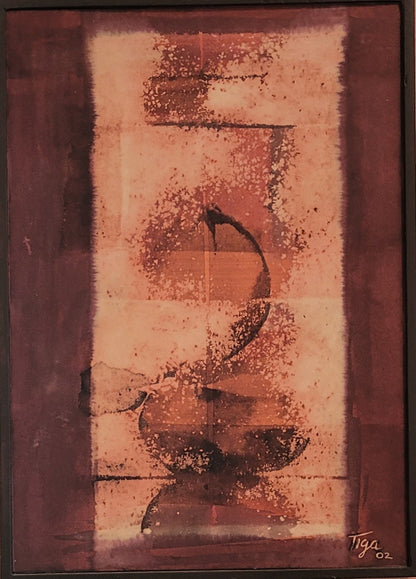 Jean-Claude Garoute "TIGA" (1936-2006) 14"x11" Abstract Circles 2002 Ink on Board Painting #1WF
