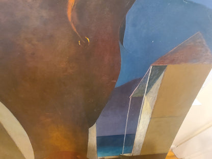 Bernard Sejourne (1947-1994) 36"x32" The Fabric Seller 1978 Acrylic on Masonite Painting (Scratched) #1MF