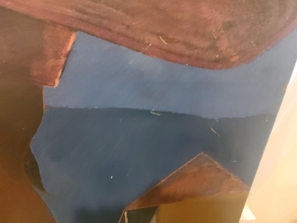 Bernard Sejourne (1947-1994) 36"x32" The Fabric Seller 1978 Acrylic on Masonite Painting (Scratched) #1MF