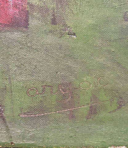 Harry Jacques (Arijac) 20"x24" Abstract c1970  Encaustic on Board Unframed Painting #1PN-MIA