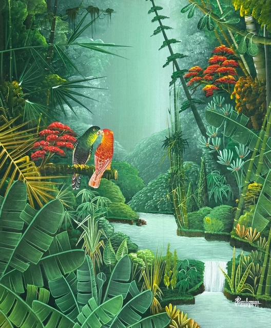 Albott Bonhomme 24"x20" Bird Lovers 2025 Acrylic on Canvas Unframed Painting #61MFN