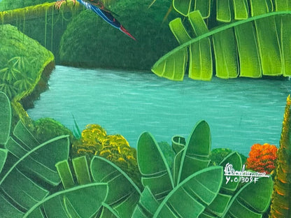 Albott Bonhomme 24"x20" Two Lovebirds 2025 Acrylic on Canvas Painting #57MFN