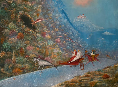 Andre Blaise 30"x40" Newlyweds in Undersea Carriage Acrylic on Canvas Unframed Painting #10JN-HA