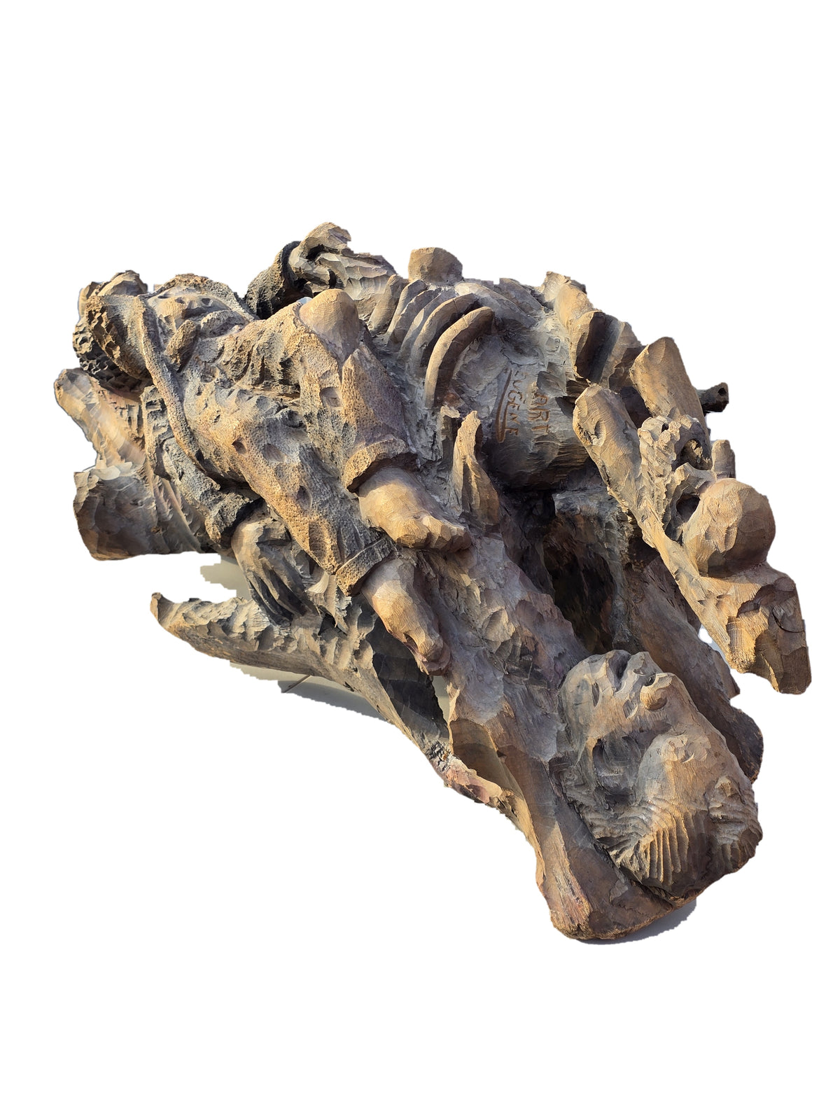 André Eugène 50"x19"x18" Zanzet Bwa Carved Wood Sculpture #4HK