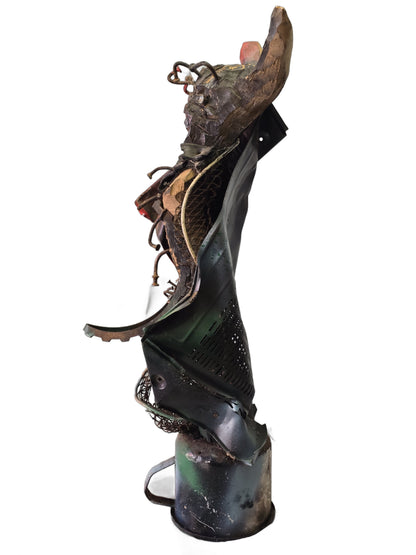 André Eugène 20"x4.5" Gede Fè Mixed Media Sculpture on Recycled Material #3HK