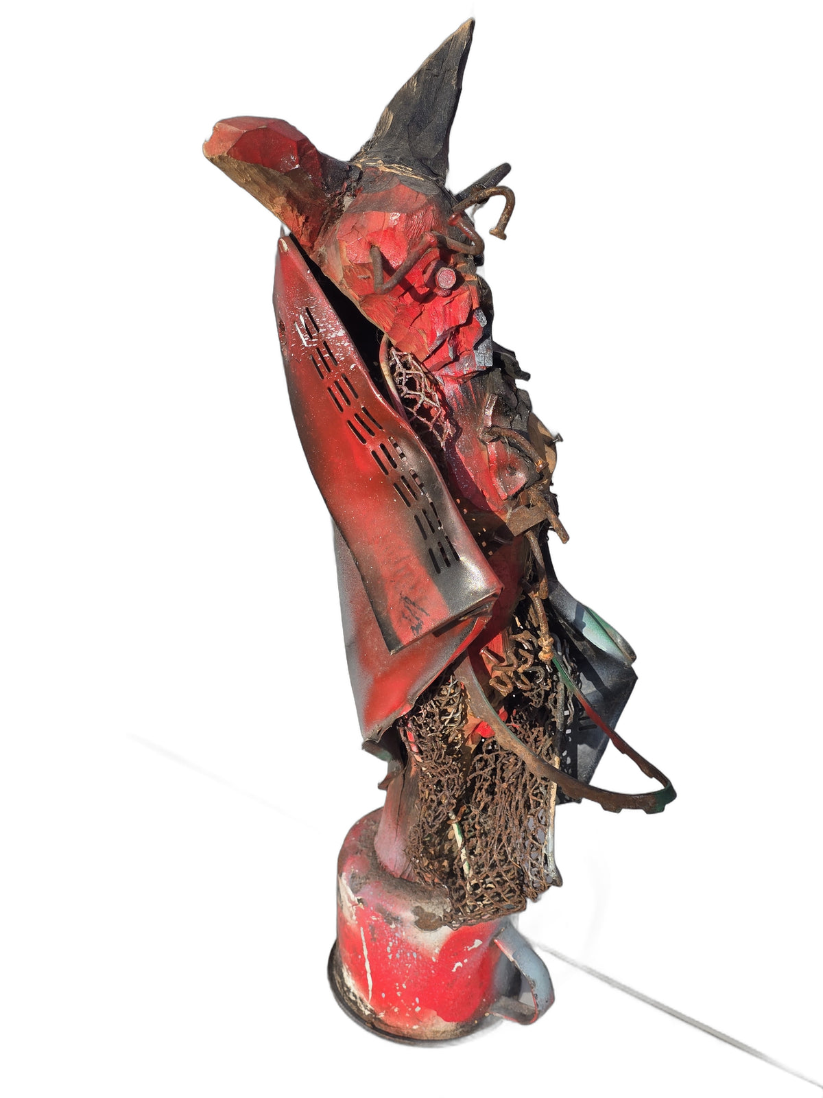 André Eugène 20"x4.5" Gede Fè Mixed Media Sculpture on Recycled Material #3HK