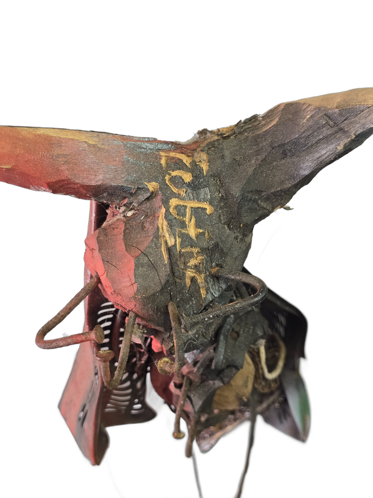 André Eugène 20"x4.5" Gede Fè Mixed Media Sculpture on Recycled Material #3HK