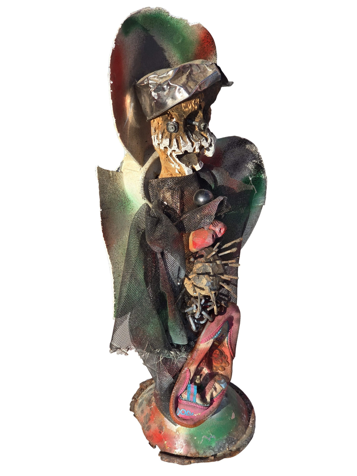 André Eugène 22"x7.5" Bawon Simityè Mixed Media Sculpture on Recycled Material #2HK