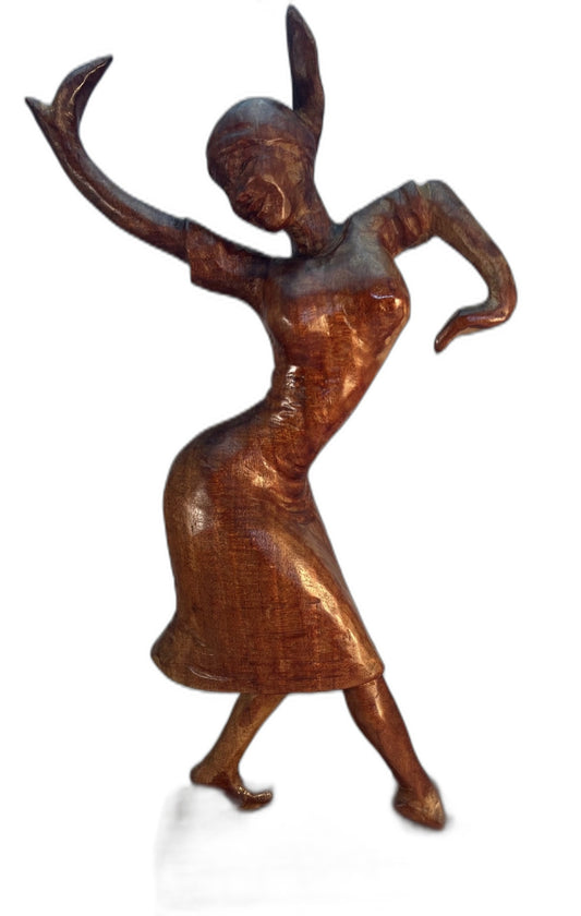 A. Lafontant signed 1959 mahogany Yanvalou Vodou dancer sculpture, 13.5 by 8.5 by 3.5 inches, Haitian folk art carving