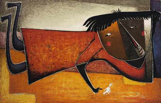 Angel Botello (1913-1986) 22"x33" 'NIÑA CON PÁJARO' Signed Litho 11/150 on Paper Print-Unframed #5SJ