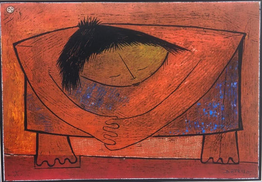 Angel Botello (1913-1986) 12.25"x 17.75" 'MUJER' Unframed Hand-Signed DD- Linocut Print #1SJ