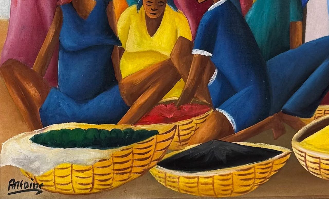 Antoine 24"x16" Market Scene 1985 Oil on Canvas Painting #1PMC-NY