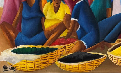Antoine 24"x16" Market Scene 1985 Oil on Canvas Painting #1PMC-NY