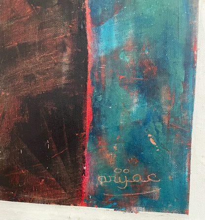 Harry Jacques (Arijac) 40"x30" The Lady Seller in Red 1992 Graded A  Encaustic on Canvas Painting #77-3-96AN