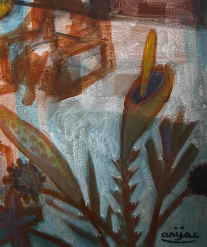 Harry Jacques (Arijac) 24"x24" Echoes of an Interior 1978 Acrylic on Board Unframed Painting #1RS
