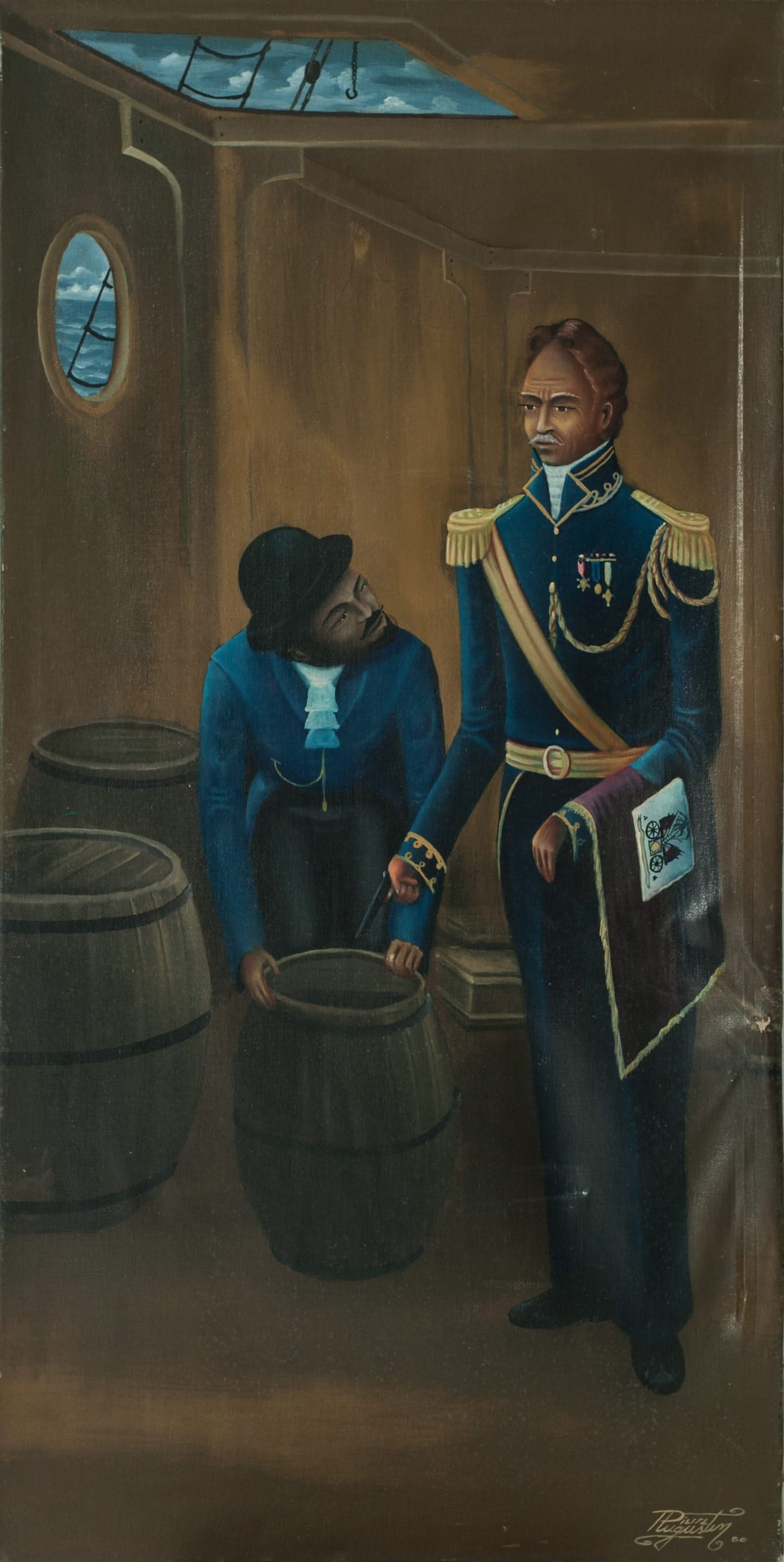 Pierre Augustin (1945-2014) 48"x24" Battle Orders 1980 Oil on Canvas Painting #25-3-96GSN- Fondation Marie & Georges S. Nader