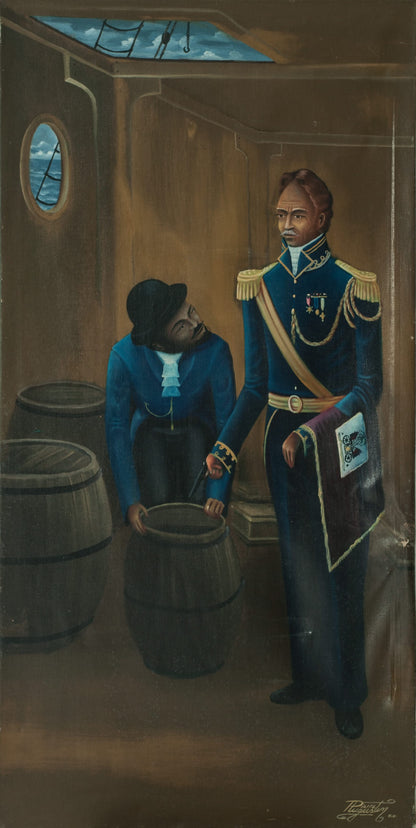 Pierre Augustin (1945-2014) 48"x24" Battle Orders 1980 Oil on Canvas Painting #25-3-96GSN- Fondation Marie & Georges S. Nader