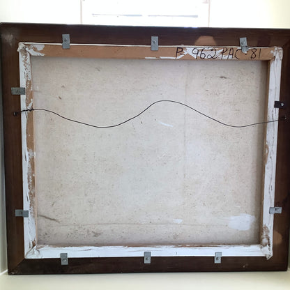 Henri-Robert Bresil (Haitian, 1952-1999) 20"x24" Green forest With people & River 1981 Oil on Canvas Painting Framed #1AM