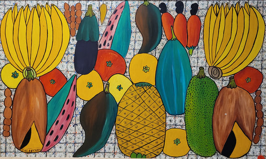 Sisson Blanchard ( 1926-1981) 30"x18" Still-Life/Fruits c1970 Oil on Board Painting#1WF