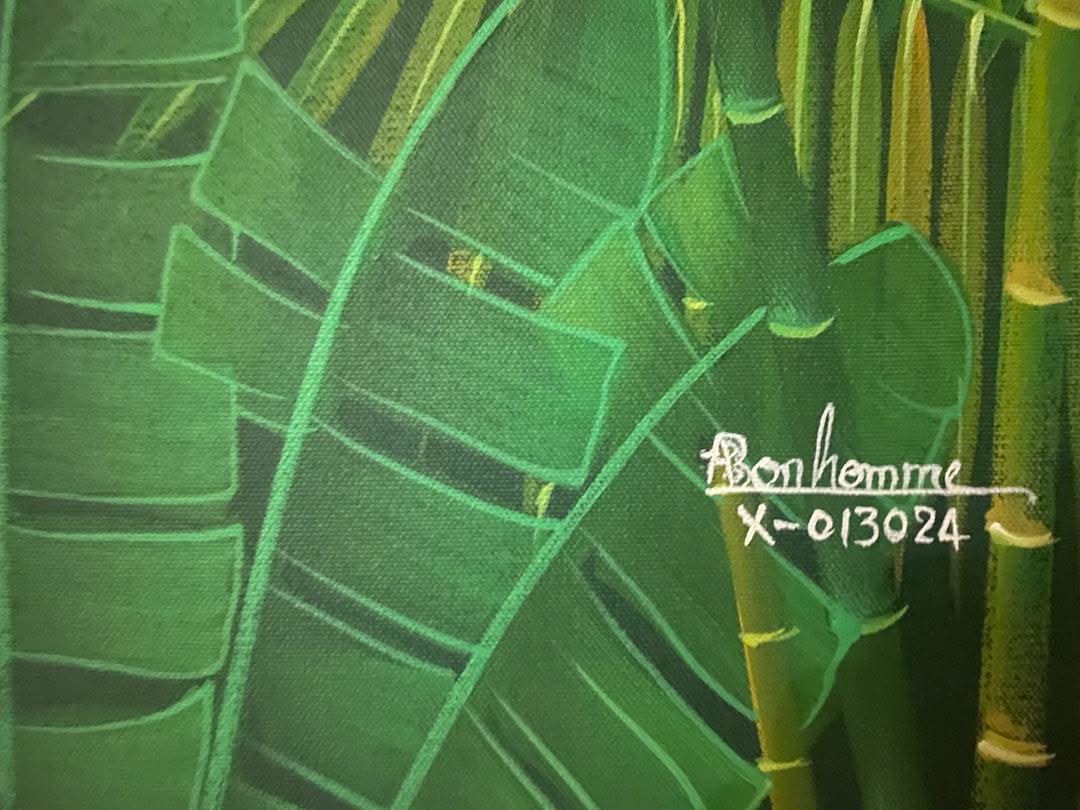 Albott Bonhomme 60"x40" Paradise with Parots and Pink Flamingoes 2024 Acrylic on Canvas Painting-Gallery Wrapped #1JN-HA