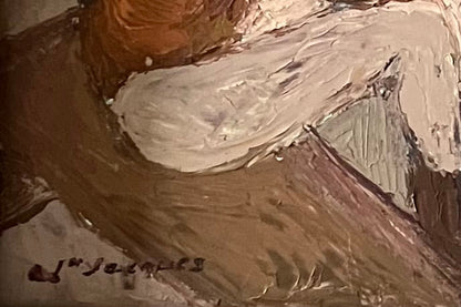 Carlo Jn-Jacques (1943-1990) 24"x24" Family Gathering c1980 Acrylic on Canvas Painting #1IB