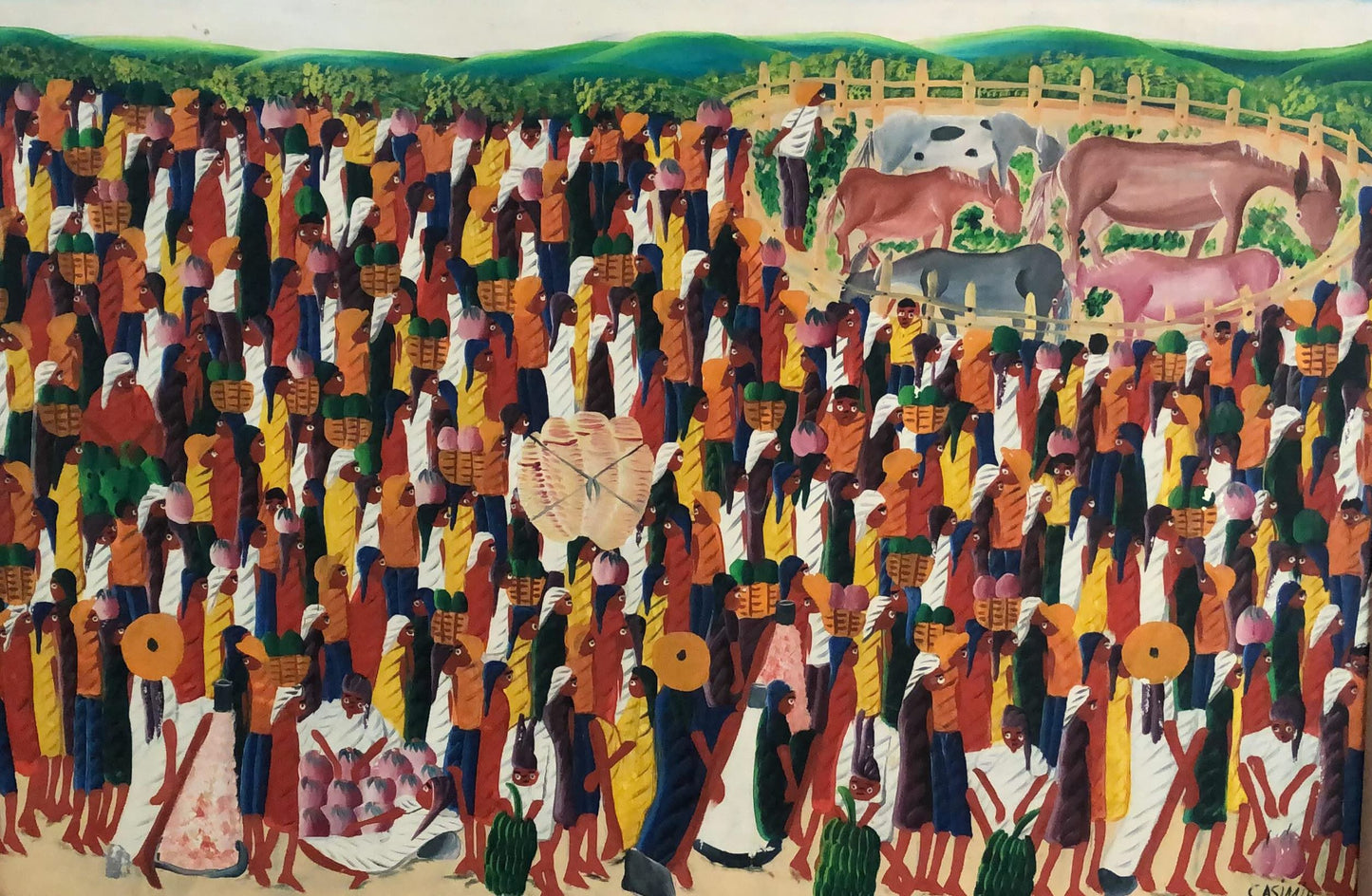 CASIMIR Laurent (1928-1990)  24"x36" Animal Market c1970 Oil on Canvas Unframed Painting #2YN