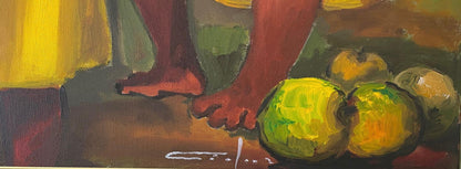 Dieudonne Cedor (1925-2010) 30"x24" Market Women with Fruit c1979 Oil On Canvas Unframed Painting #4ML