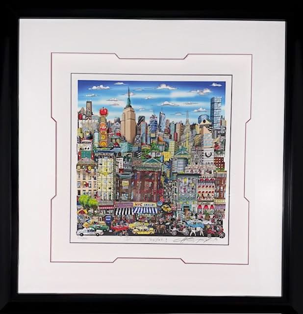 Charles Fazzino 16"x17" 'It's Just New York' 2023 3-D Relief Serigraph in Color with Mixed Media Embellishments on Paper. Hand-Signed in Ink Lower Right by the Artist 532/950 Framed 33.5"x34.5" #1NS