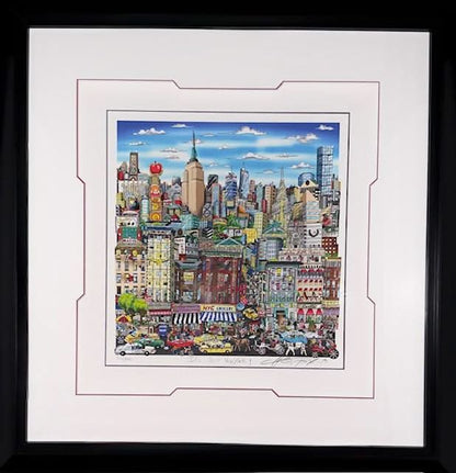 Charles Fazzino 16"x17" 'It's Just New York' 2023 3-D Relief Serigraph in Color with Mixed Media Embellishments on Paper. Hand-Signed in Ink Lower Right by the Artist 532/950 Framed 33.5"x34.5" #1NS