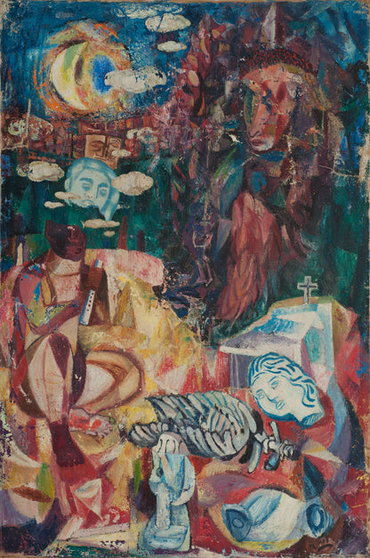 Villard Denis (Davertige) 48"x32" Dreamscape c1970 Acrylic on Canvas Unframed Painting #7-3-96GSN-HA-Marie & Georges S. Nader Family Collection