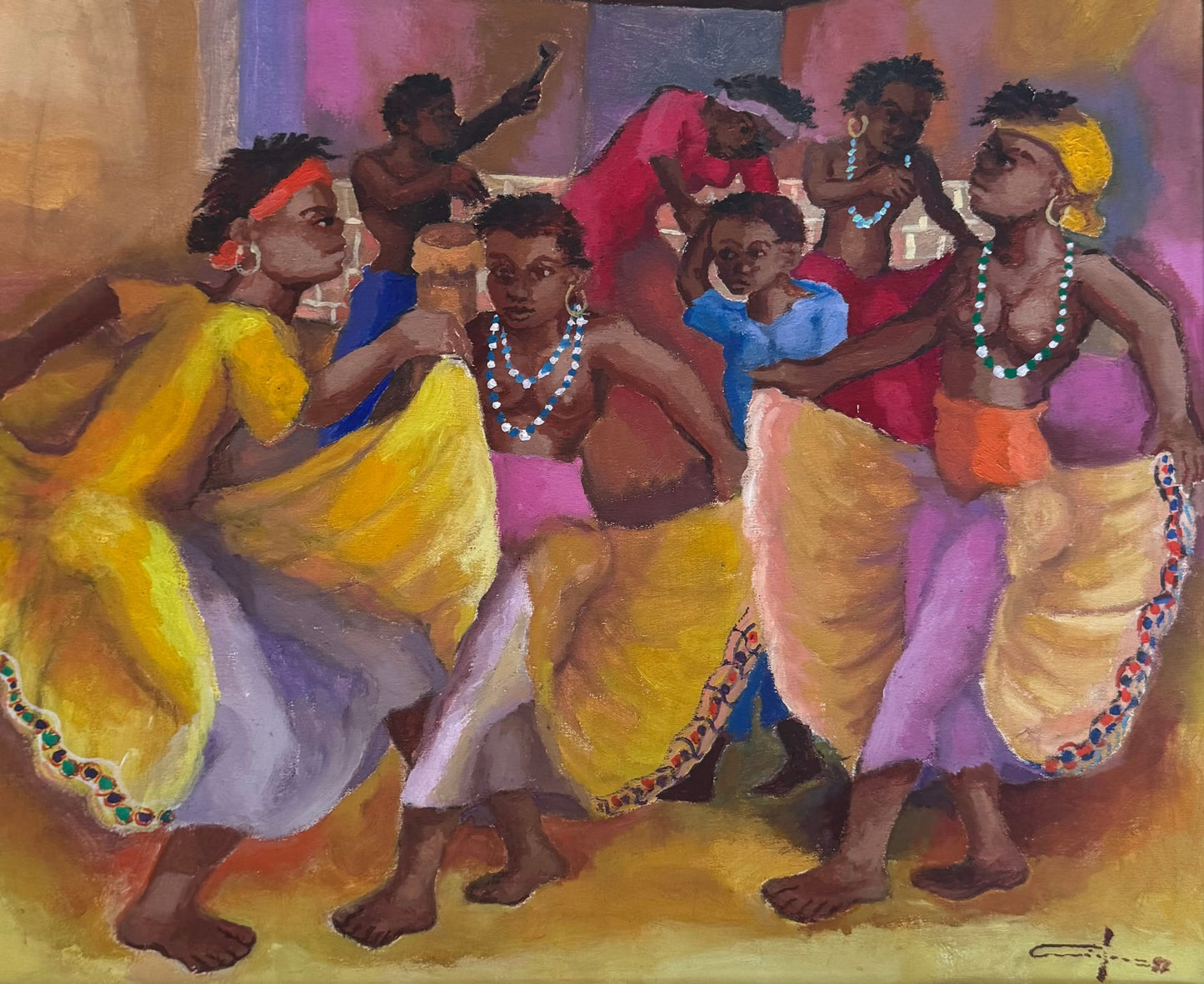 Dieudonne Cedor (1925-2010) 20"x24" Vodoo Dance 1987 Oil On Canvas Painting #1CZ