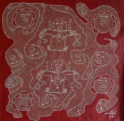 Edouard Martial 30"x30" Voices of the Spirits 2022 Acrylic on Canvas Painting#1JN-HA