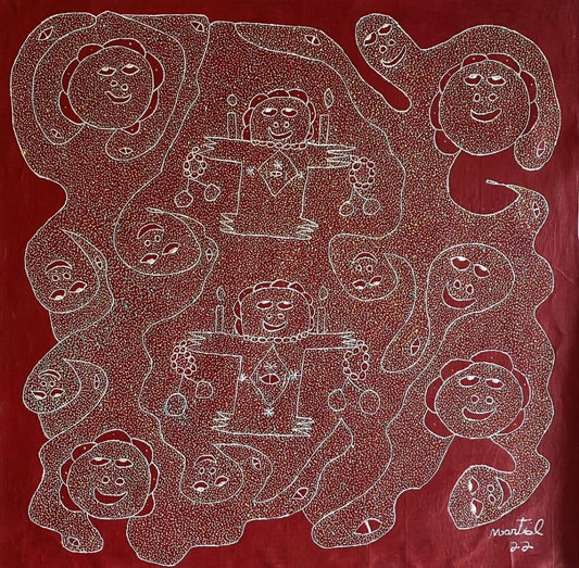 Edouard Martial 30"x30" Voices of the Spirits 2022 Acrylic on Canvas Painting#1JN-HA