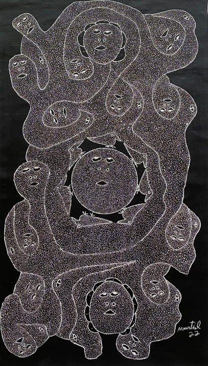 Edouard Martial 42"x24" Echoes of the Ancestors 2022 Acrylic on Canvas Painting#4JN-HA