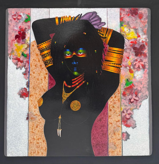 Emilcar Similien (Simil) 24"x24" Carnival Queen 2025  Acrylic on Masonite Painting #2GN-HA