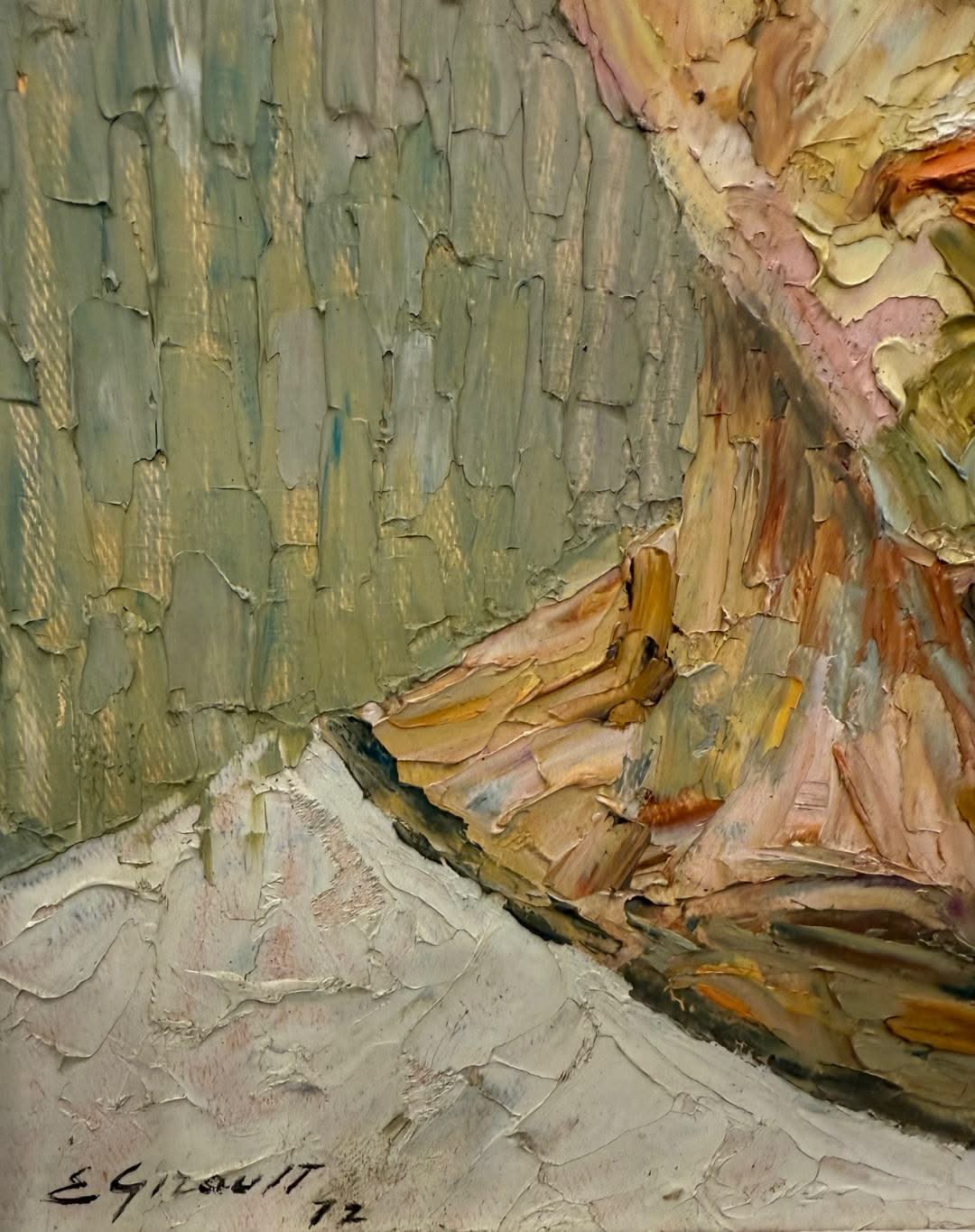 Eric Girault 14"x11" Female Portrait 1972 Oil on Canvas Framed Painting #1PMC-NY