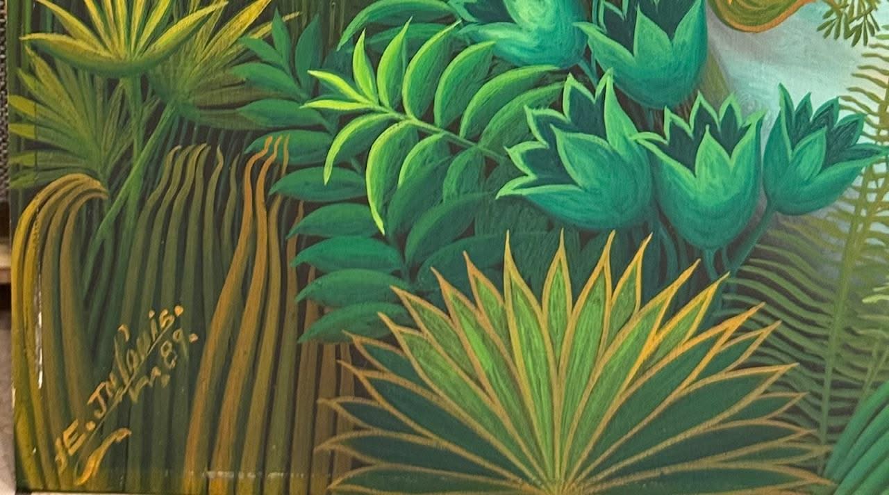 Eric Jn-Louis (Haitian.1957-2022) 20"x16" Peace on Earth 1989 Oil on Board Painting #2MFN