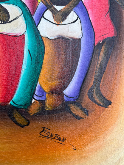 Fanfan 24"x16" Street Rara Oil on Canvas Painting #1EC