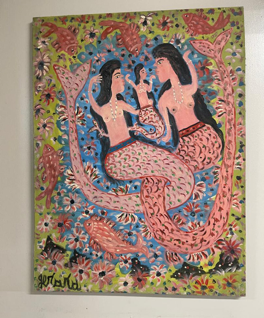 Gerard Fortune 40"x30" Siren Family Acrylic on Canvas Painting #J50