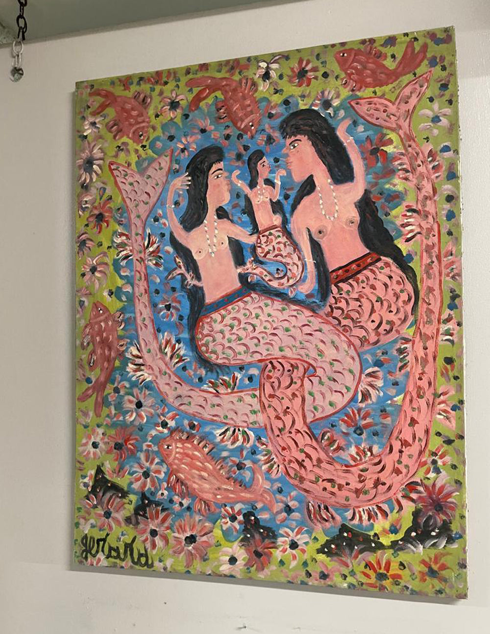 Gerard Fortune 40"x30" Siren Family Acrylic on Canvas Painting #J50