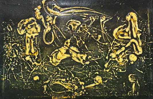 Franck Etienne 20"x30" Abstract Composition 1982 Acrylic on Board Painting#5GN-HA