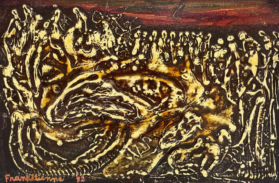 Franck Etienne 20"x30" Metamorphosis 1982 Acrylic on Board Painting#6GN-HA