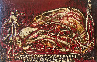 Franck Étienne Frankétienne abstract figurative acrylic on canvas Haitian modern art painting