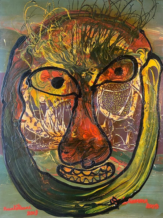 Franck Étienne Frankétienne Visage Cosmique acrylic on canvas expressive face Haitian modern art painting