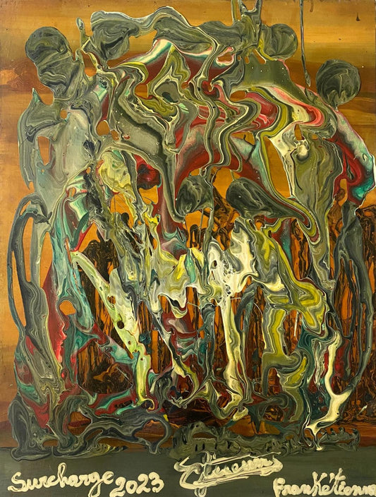 Franck Etienne- Franketienne 32"x24" Surcharge 2023 Acrylic on Board Unframed Painting #4JN-HA